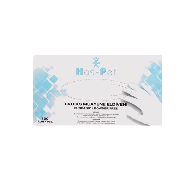 Has-Pet Pudrasız Lateks Muayene Eldiveni Large 100 Lü