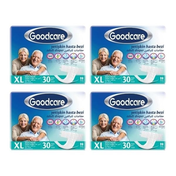 حفاضات جود كير للكبار بحزام خصر، مقاس XL، 30 قطعة، عبوة من 4 قطع