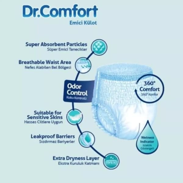 Dr.Comfort Emici Külot Yetişkin Hasta Bezi L 30 Lu 2 Paket