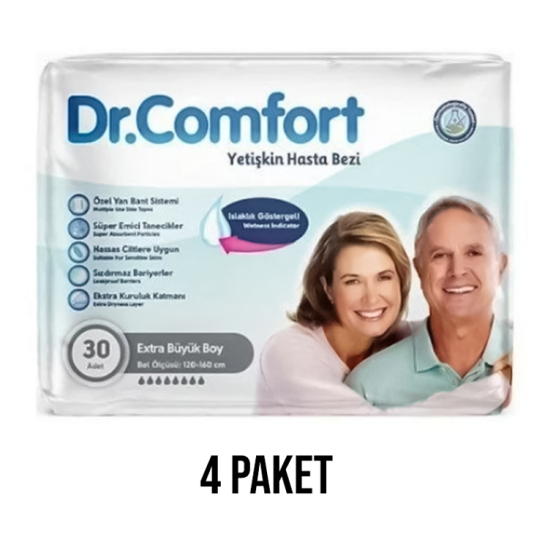 Dr. Comfort Adult Diaper with Waistband XL 30 Pieces 4 Pack