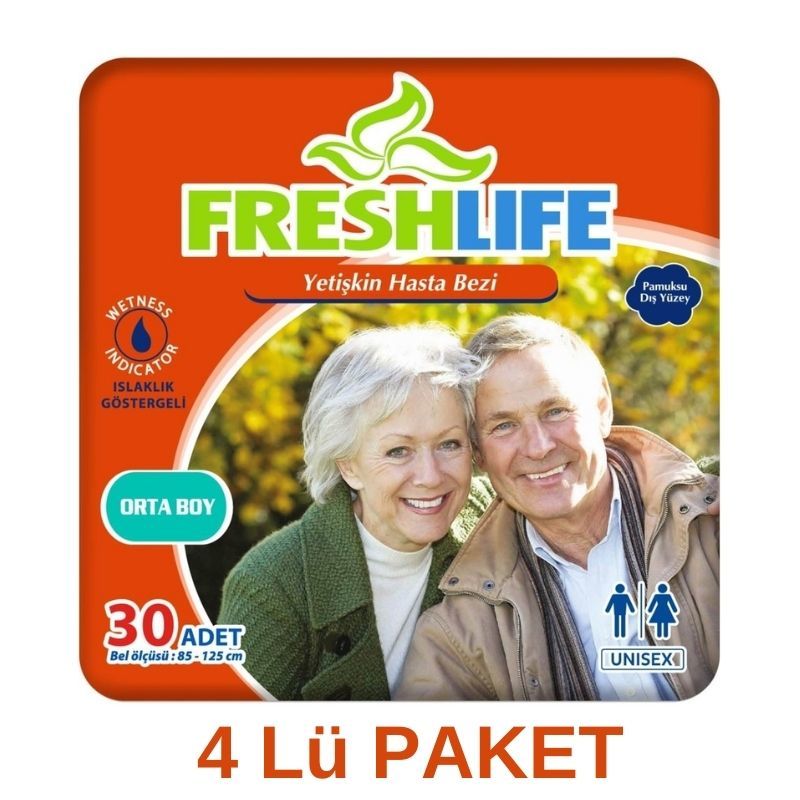 Freshlife Belbantlı Yetişkin Hasta Bezi M 30 Lu 4 Paket
