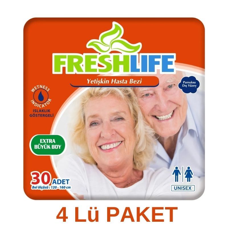 حفاضات فريش لايف للكبار بحزام خصر مقاس XL، 30 قطعة، عبوة من 4 قطع