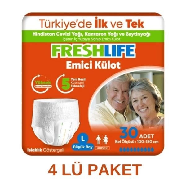 Freshlife Absorbent Panties Adult Diaper L 30 Pieces 4 Pack