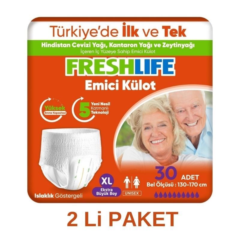 Freshlife Emici Külot Yetişkin Hasta Bezi XL 30 Lu 2 Paket