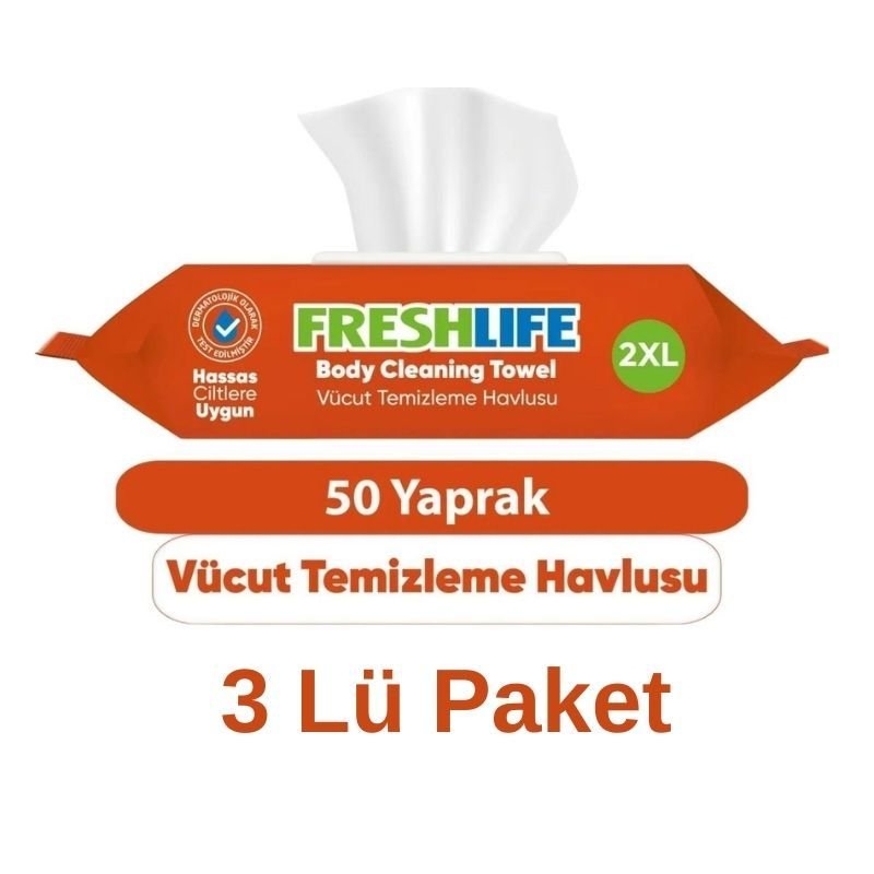 Freshlife Vücut Ve Perine Temizleme Havlusu 50 Li 3 Paket