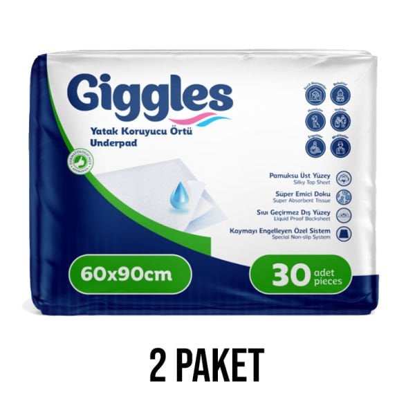 Giggles Yatak Koruyucu Alez Örtü 60x90 Cm 2 Paket 60 Adet