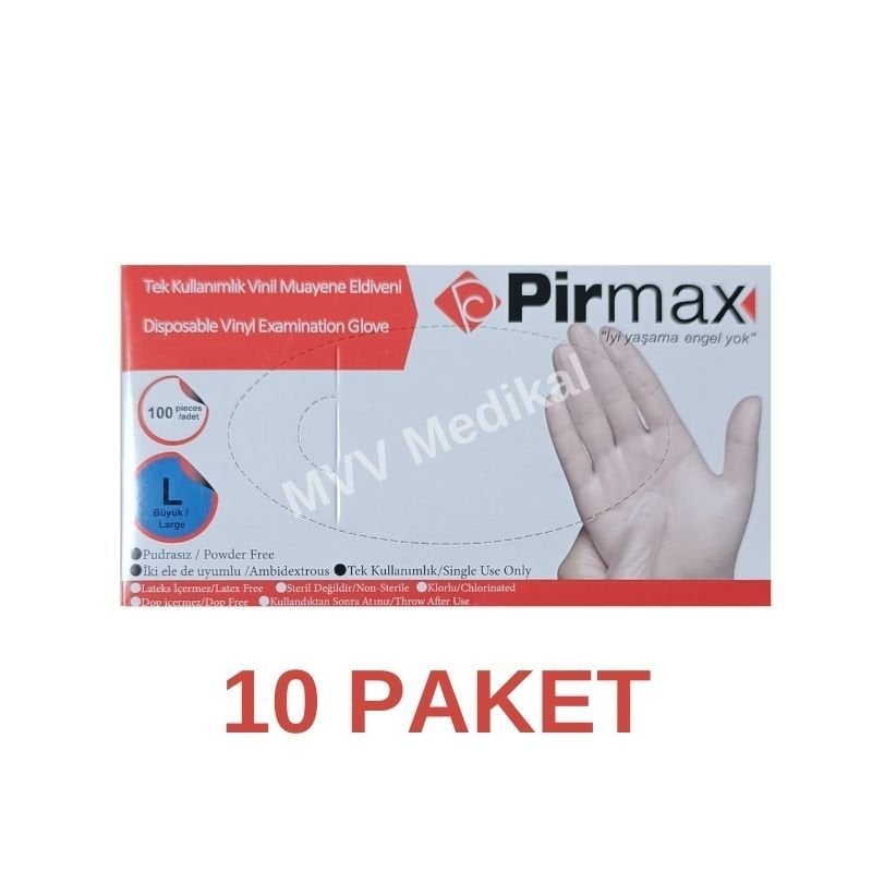 قفازات فحص فينيل للاستخدام مرة واحدة من بيرماكس، كبيرة، 100 قطعة، 10 عبوات