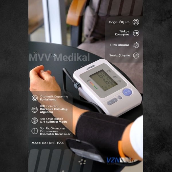 جهاز قياس ضغط الدم الرقمي الأوتوماتيكي من نوع الذراع VZN DBP-1334